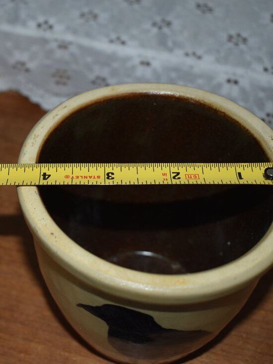 Vintage Folk Art Crow Stoneware Crock Rustic Primitive Country Farmhouse Decor - Picture 5 of 5